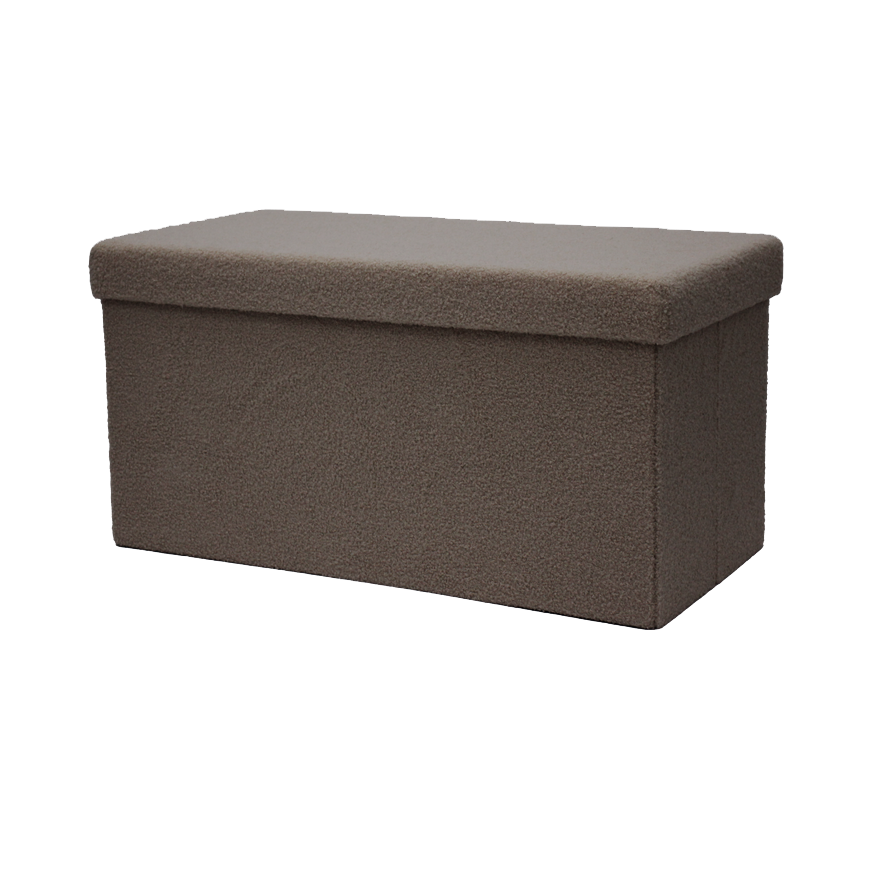 Folding Teddy Fabric Storage Ottoman
