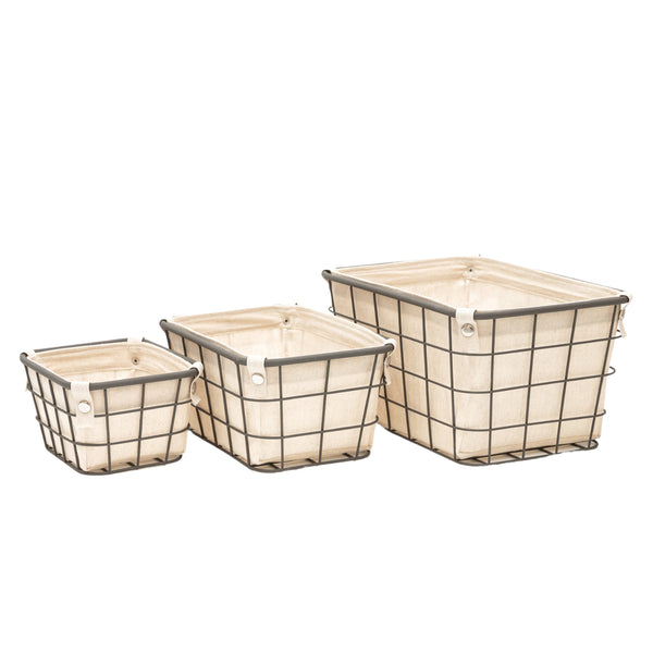 Canvas Lined Metal Basket