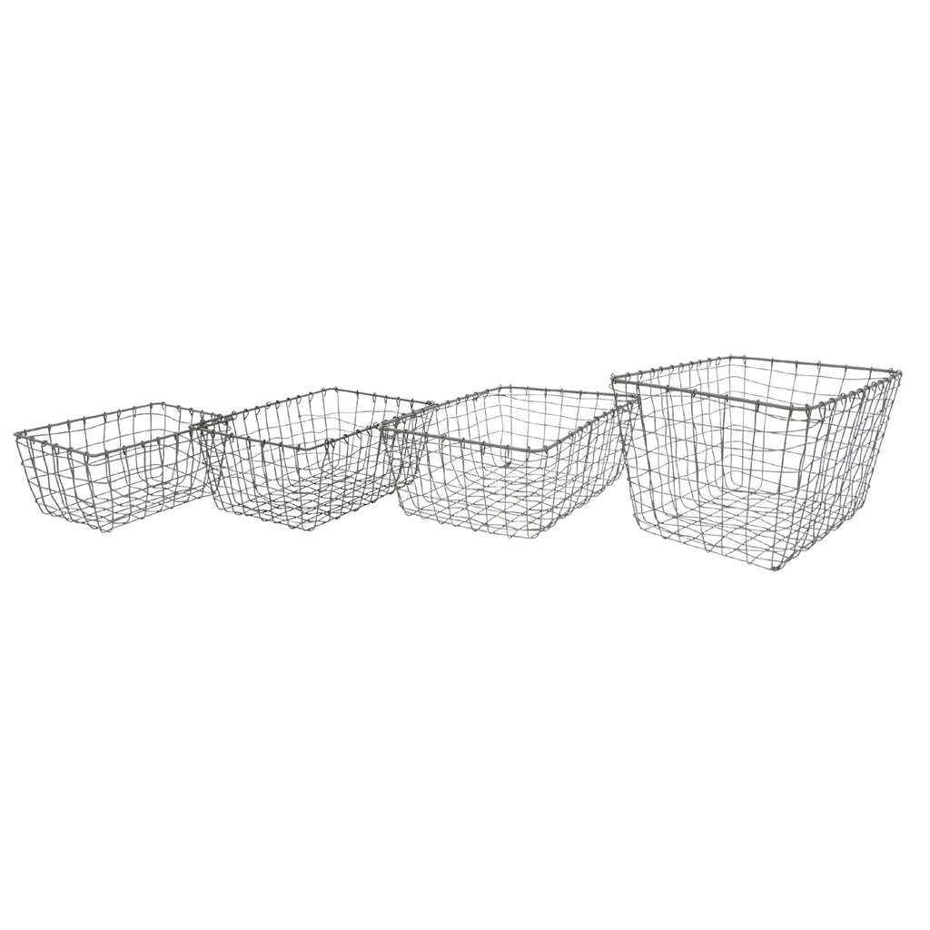 Grey Wire Rectangular Basket