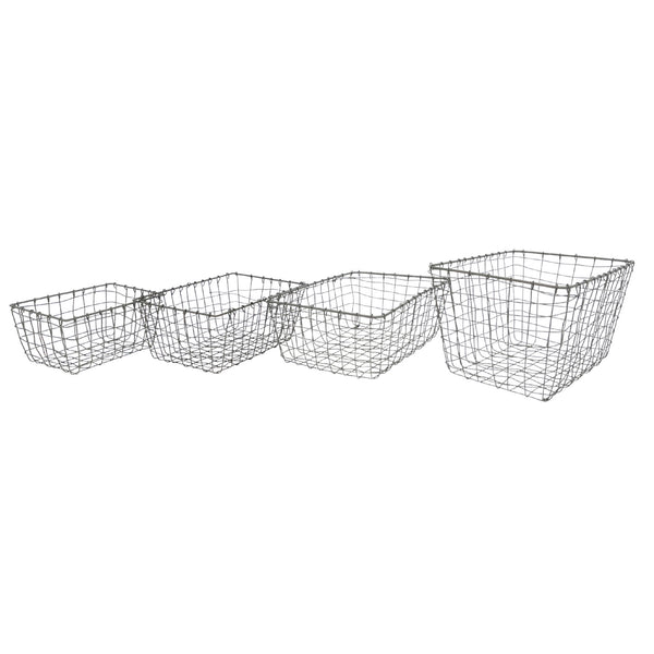 Grey Wire Rectangular Basket