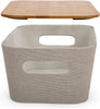 Storage Beige Bin with Bamboo Lid