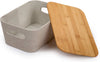 Storage Beige Bin with Bamboo Lid