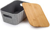 Storage Grey Bin with Bamboo Lid