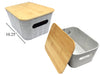 Storage Grey Bin with Bamboo Lid