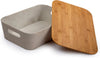 Storage Beige Bin with Bamboo Lid