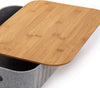 Storage Grey Bin with Bamboo Lid