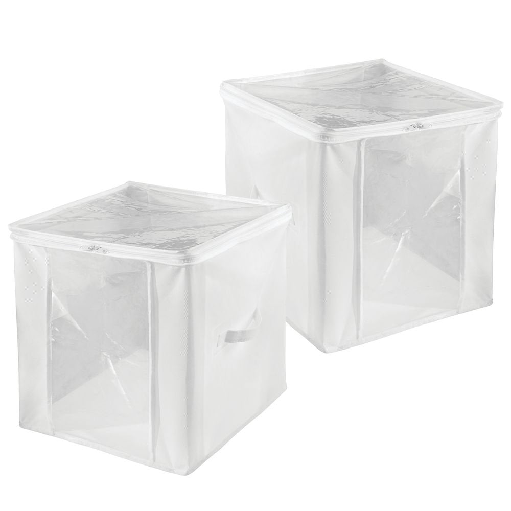 Storage Zipper Cube (Set of 2) White/Clear