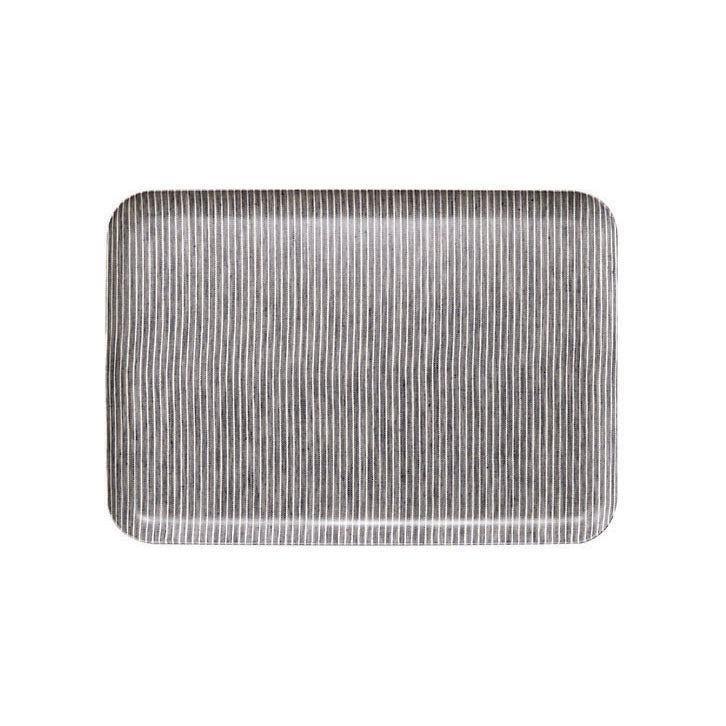 Linen Tray Grey White Stripe