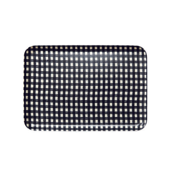Linen Tray Navy White Check