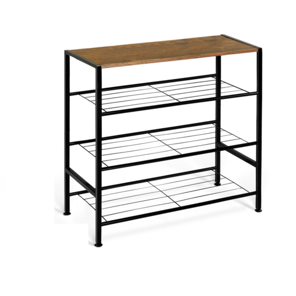 3 Tier Shoe Rack w/ Wood Top